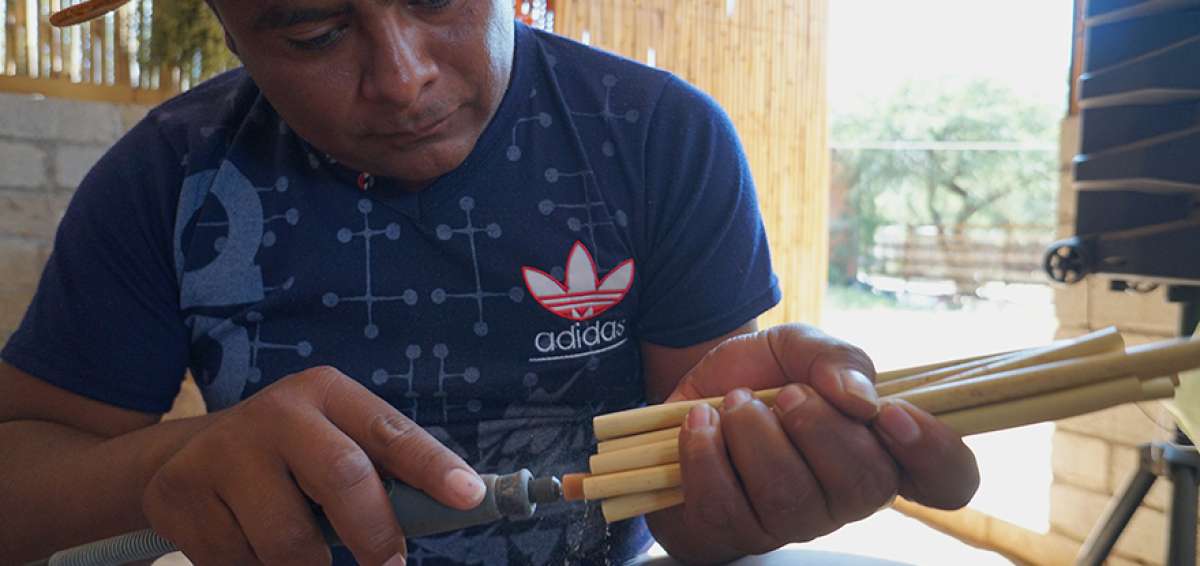 El artesano Donaciano S&aacute;nchez trabaja en la fabricaci&oacute;n de popotes ecol&oacute;gicos en el estado de Oaxaca.