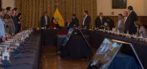 El presidente de la Rep&uacute;blica, Len&iacute;n Moreno, y sus ministros se re&uacute;nen en el Palacio de Carondelet