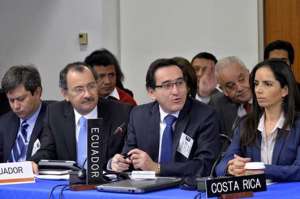 El fiscal Galo Chiriboga, en la reuni&oacute;n de la Organizaci&oacute;n de Estados Americanos (OEA). 