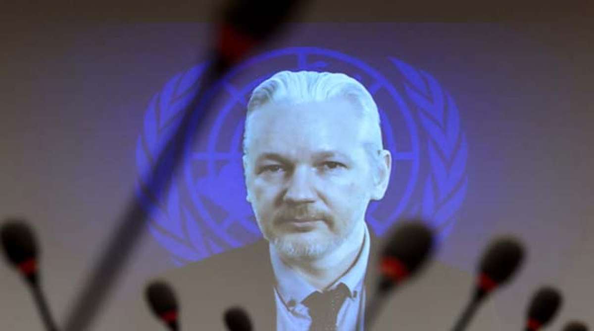 El fundador de WikiLeaks, Julian Assange, el 23 de marzo pasado durante una sesi&oacute;n del comit&eacute; de derechos humanos de las Naciones Unidas en Ginebra. Foto: AFP