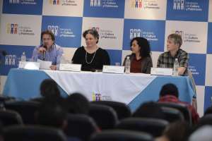 La viceministra de Cultura inform&oacute; en rueda de prensa sobre la Bienal. Foto: Daniel Molineros / EL TEL&Eacute;GRAFO
