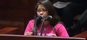 Noelia Rivas, presidenta del Consejo Consultivo del cant&oacute;n Cayambe. En representaci&oacute;n de los ni&ntilde;os, ni&ntilde;as y adolescentes fue recibida hoy en el Legislativo.