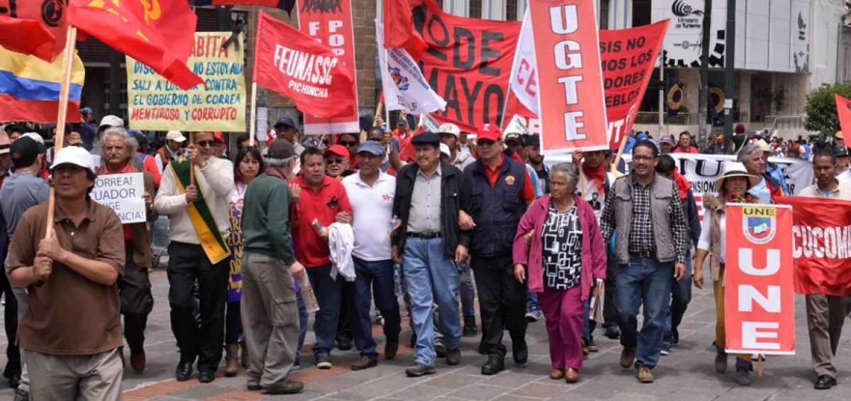 Sindicalistas aprovecharon la marcha de solidaridad para hacer oposici&oacute;n