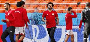 El delantero de la selecci&oacute;n de Egipto, Mohamed Salah, durante uno de los entrenamientos previos al segundo encuentro mundialista, ahora ante Rusia.