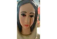 Una imagen de la Virgen María con sangre en el rostro se viralizó en redes sociales. 
