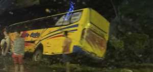 El bus de pasajeros al igual que el cami&oacute;n destrozado quedaron en la calzada de la v&iacute;a Nobol-Lomas de Sargentillo, donde acudieron los agentes.