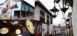 Arriba, a laizquierda, una de las centenarias viviendas frente a la hist&oacute;rica estaci&oacute;n del tren. A la derecha se destaca una de sus bellas calles. Abajo, detalles del interior del reloj de la ciudad, uno de sus mayores s&iacute;mbolos arquitect&oacute;nicos y est&eacute;ticos. 