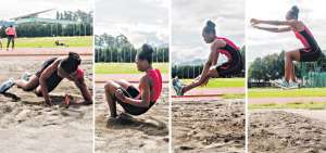 Esta secuencia muestra uno de los saltos que realiza la atleta cubana-ecuatoriana Liuba Zald&iacute;var durante un entrenamiento en la pista de Los Chasquis (Quito), de la Concentraci&oacute;n Deportiva de Pichincha.