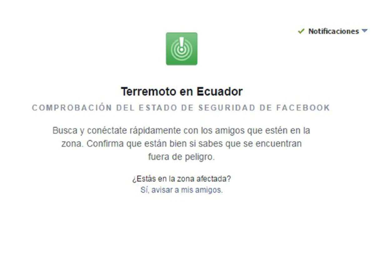 Facebook activó el estado de seguridad tras terremoto en Guayas