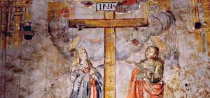La pintura mural &ldquo;El Calvario&rdquo; ser&iacute;a del siglo XVII, estaba tras el retablo de San Lucas. No tiene firma de autor.