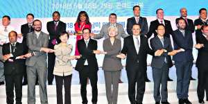 El canciller, Kang Kyung-hwa, durante el Foro de Cooperaci&oacute;n Futuro Corea-Am&eacute;rica Latina, celebrado en Se&uacute;l el pasado 29 de junio.