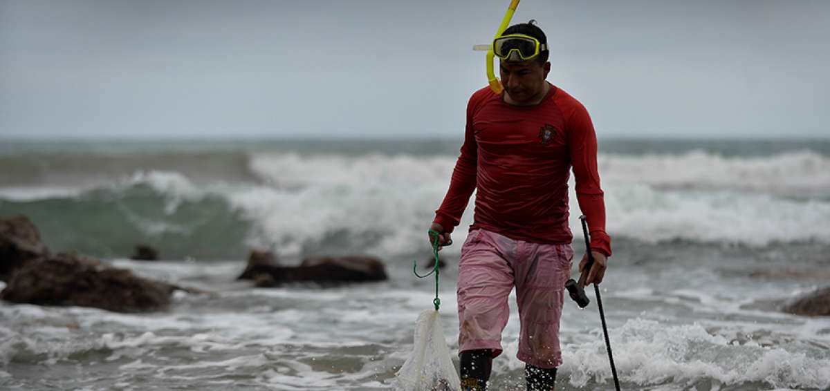 En el sector de  Liguique suroeste de Manta se contin&uacute;a con el buceo ancestral  solo con visor.