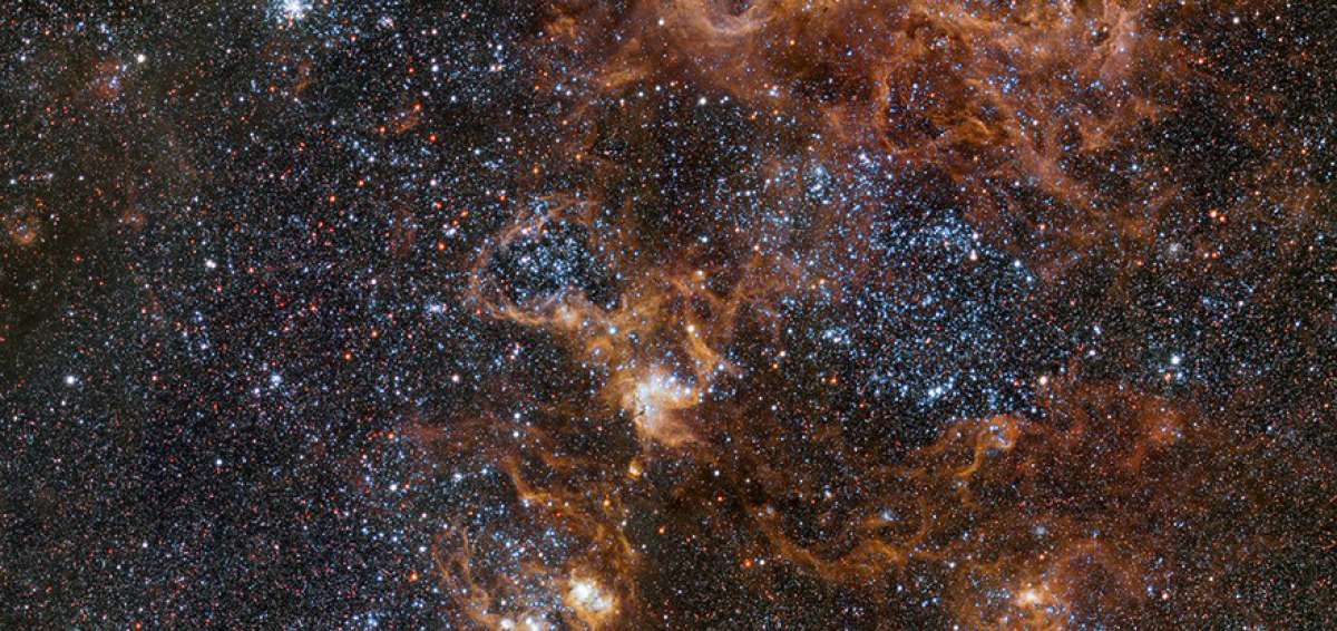 La nebulosa de la Tar&aacute;ntula representa la regi&oacute;n estelar m&aacute;s brillante de las 50 galaxias m&aacute;s cercanas a la V&iacute;a L&aacute;ctea, conocidas como Grupo Local.