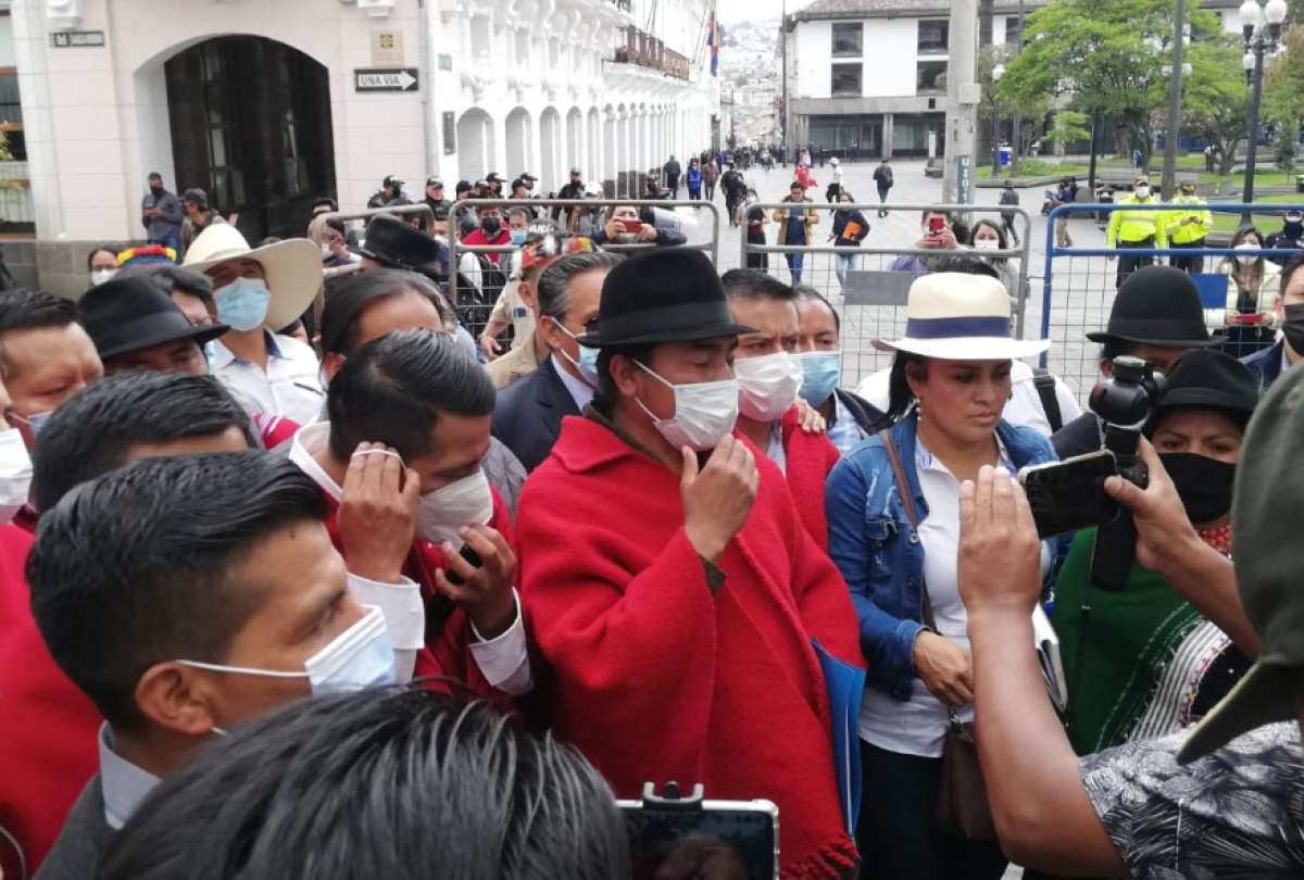 Leonidas Iza lleg&oacute; a Carondelet para su segunda reuni&oacute;n con el presidente Lasso