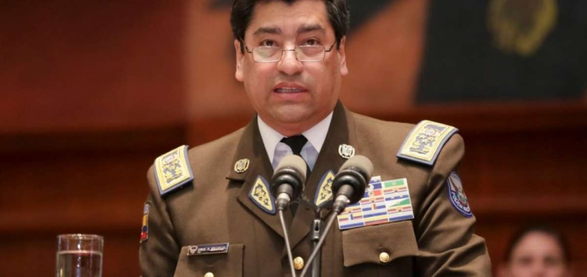 El comandante general de la Fuerza P&uacute;blica, Nelson Villegas, durante su comparecencia en el Pleno de la Asamblea. 