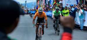 El pedalista carchense Pablo Caicedo, cruz&oacute; primero la meta con un tiempo de 03h07m, seguido por Byron Guam&aacute; (Team Movistar Ecuador) y por Santiago Montenegro.