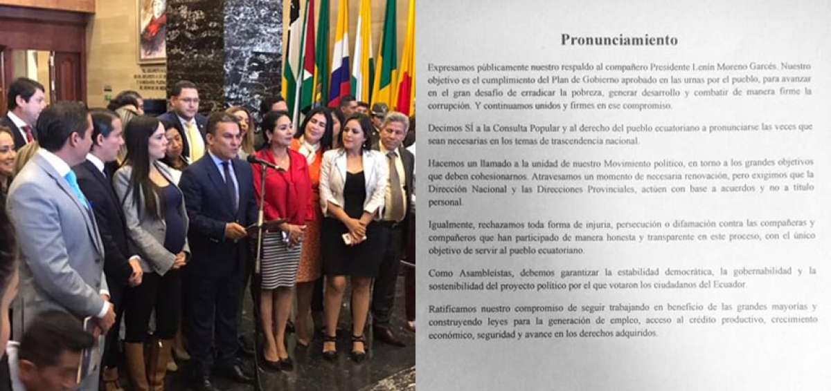 El presidente de la Asamblea, Jos&eacute; Serrano, brind&oacute; una rueda de prensa tras la reuni&oacute;n de 4 horas que tuvo el bloque. En el documento se observa la resoluci&oacute;n tomada.