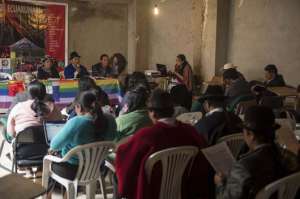 La semana pasada, los delegados de la Ecuarunari se reunieron en Quito y eligieron a Jorge Herrera como su candidato a la Conaie. Foto: Andr&eacute;s Darquea.