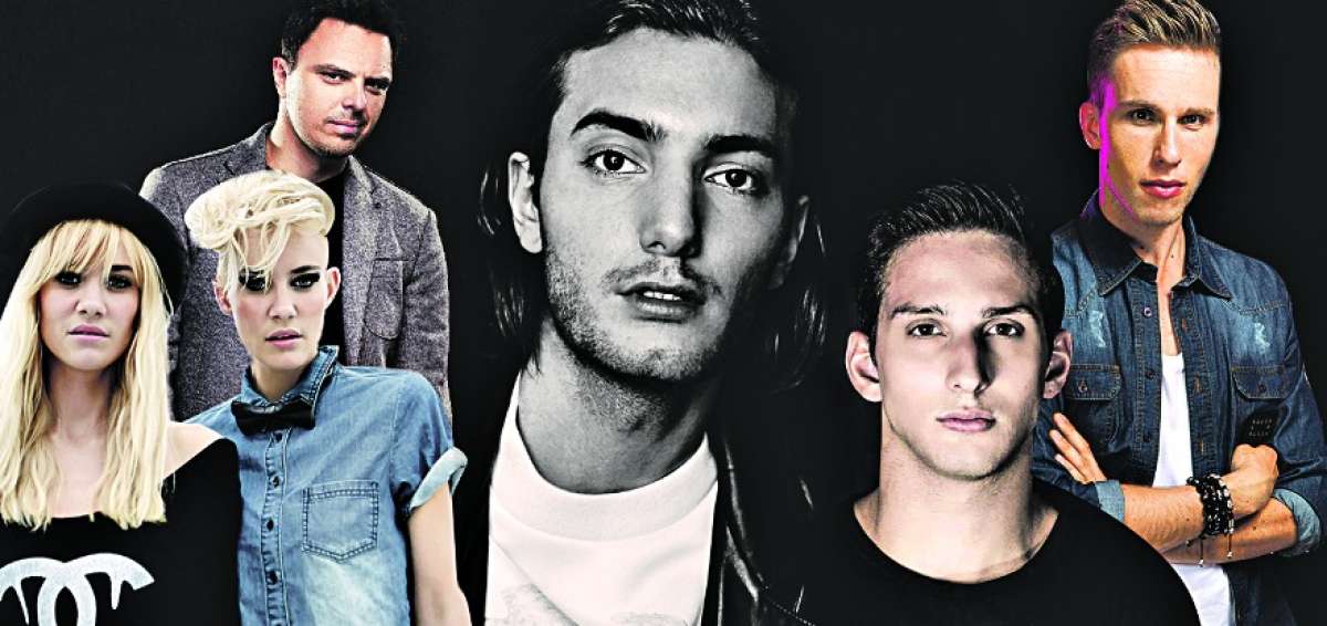 De izq. a derecha: las gemelas Miriam y Olivia Nervo (Australia), Markus Schulz (Alemania), Alesso (Suecia), Acejax (Grecia) y Nicky Romero (Holanda).