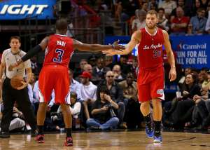 La dupla Chris Paul-Blake Griffin hizo 52 puntos para los Clippers anoche. Foto: AFP