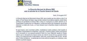 Alianza PAIS pide a bloque "actuar en consecuencia" al pedido de Glas