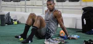 El velocista esmeralde&ntilde;o &Aacute;lex Qui&ntilde;&oacute;nez durante un entrenamiento en Doha, previo a las competencias en el Mundial de Atletismo.