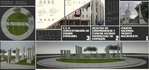 Este esquema, presentado en el lanzamiento, muestra a qu&eacute; se refiere cada conjunto de columnas que acompa&ntilde;ar&aacute;n a las dos estatuas de tama&ntilde;o natural.