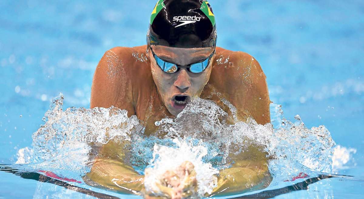 &lsquo;Mister Pan&rsquo;, como lo apodan en Brasil, sum&oacute; su quinta medalla en Toronto gracias al oro del relevo de 4x100 combinado y sum&oacute; 23 metales panamericanos. Foto: AFP