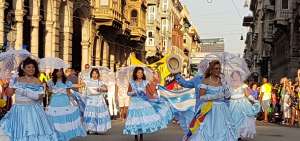 Desfile de ecuatorianos realizado en G&eacute;nova (Italia), en 2017.