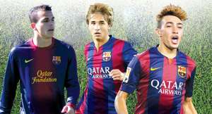 De izquierda a derecha: Sandro Ram&iacute;rez, Sergi Samper y Munir El Haddadi.