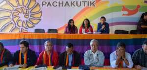 Los l&iacute;deres de Pachakutik se reunieron en su sede, ubicada al norte de Quito. 