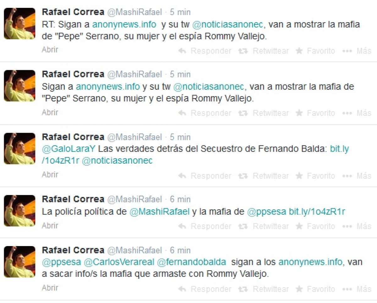 Captura de pantalla de la cuenta de @MashiRafael cuando sufr&iacute;a el ataque de los hackers. 
