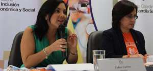 La ministra L&iacute;dice Larrea, durante la presentaci&oacute;n de la campa&ntilde;a.