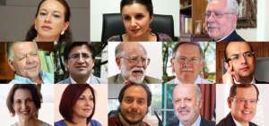 Mar&iacute;a Fernanda Espinosa, Rosana Alvarado, monse&ntilde;or Fausto Tr&aacute;vez, Xavier Zavala Egas, Pablo Vanegas, Julio C&eacute;sar Trujillo, Fabi&aacute;n Corral, Pablo D&aacute;vila, Larisa Marangoni, Tatiana Hidrovo, Andr&eacute;s Mideros, Francisco Borja, Carlos Rabascall. 