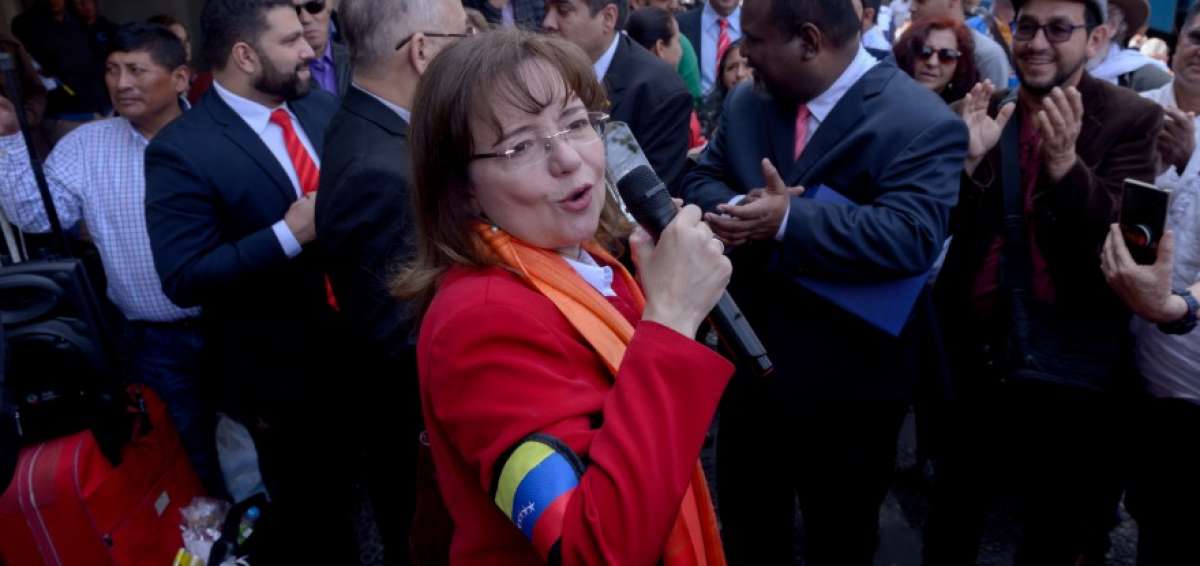 La embajadora regresa a su pa&iacute;s con 93 emigrantes venezolanos en un vuelo organizado por el gobierno de Caracas, en el marco del "Plan de Vuelta a la Patria".