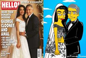 Traje de &Oacute;scar de la Renta al estilo Simpson en boda de George Clooney