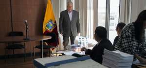 &rarr;Luis Chiriboga, expresidente de la Ecuaf&uacute;tbol, durante una audiencia de juicio que se realiz&oacute; el a&ntilde;o pasado en Quito.
