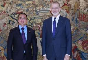 El presidente Daniel Noboa fue recibido por el rey Felipe VI en el Palacio de la Zarzuela, Madrid.
