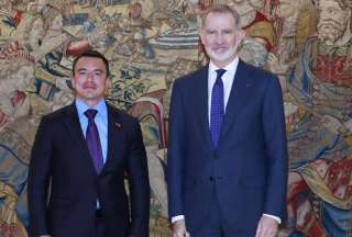 El presidente Daniel Noboa fue recibido por el rey Felipe VI en el Palacio de la Zarzuela, Madrid.
