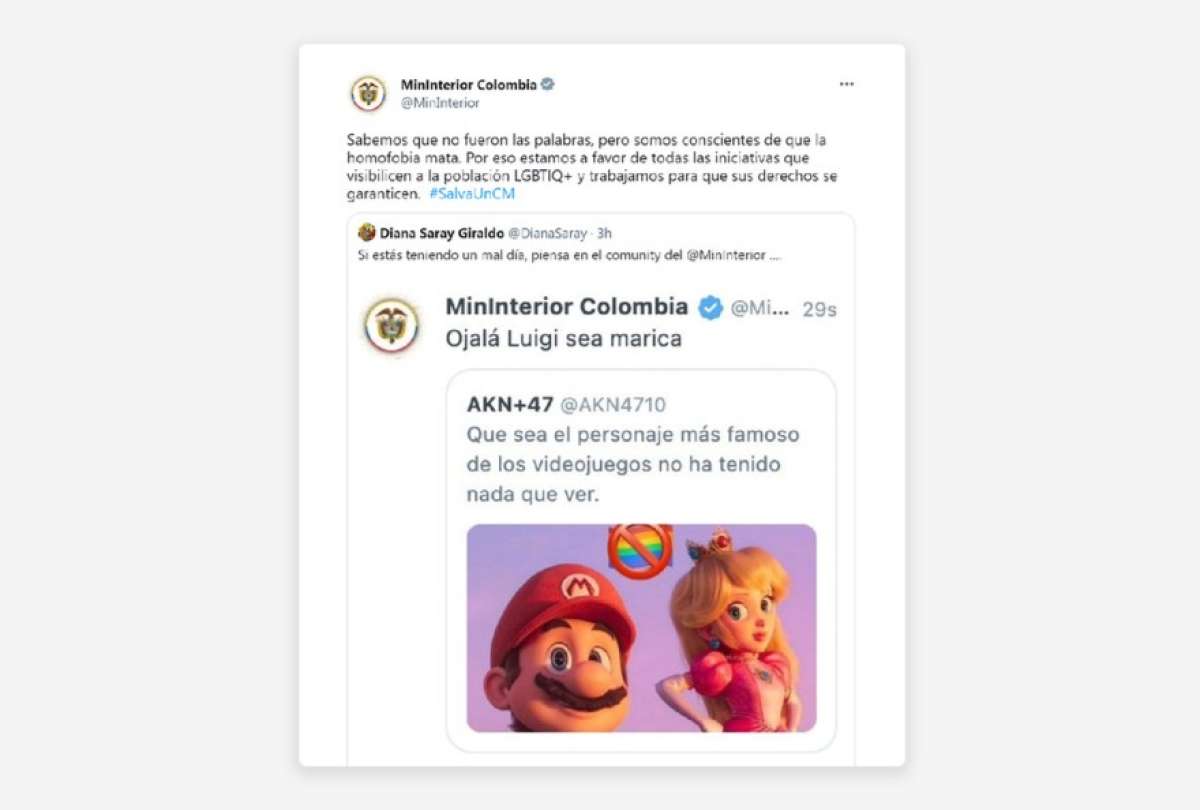 Polémica por un tuit publicado desde el Ministerio del Interior de Colombia