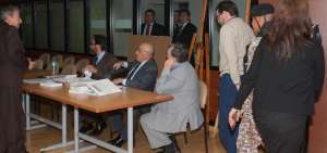 La audiencia de juicio contra el exministro (der. de pie) se desarroll&oacute; en la Corte Nacional de Justicia. 