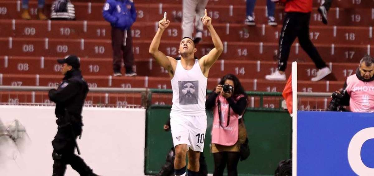 Andr&eacute;s Chicaiza dedica su gol ante Flamengo a la hinchada de Liga