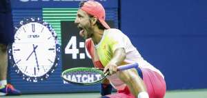 El emotivo festejo del franc&eacute;s tras vencer a Nadal.