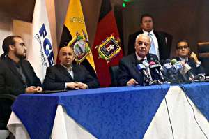 El fiscal general de la Naci&oacute;n, Galo Chiriboga, durante la rueda de prensa. Foto: Fiscal&iacute;a 