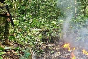 Los militares inhabilitaron un centro ilegal de refinamiento de crudo en la frontera norte (Ecuador-Colombia).