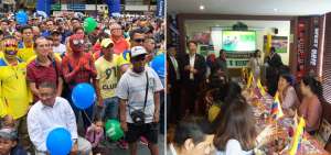 En Guayaquil (i), fan&aacute;ticos se congregaron en la Plaza Rocafuerte. En Quito, miembros de la Embajada de la Rep&uacute;blica de Corea, reunidos en un restaurante de Quito.