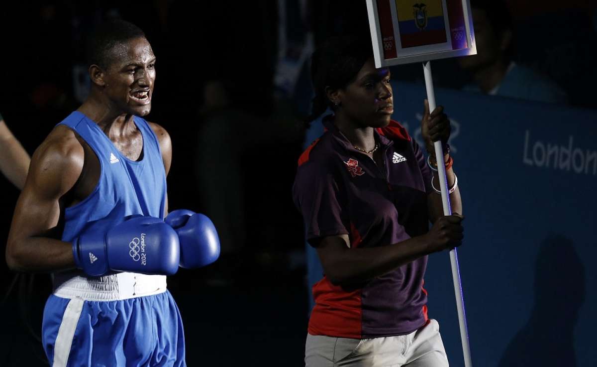 G&oacute;ngora, durante su ingreso al cuadril&aacute;tero en las Olimpiadas de Londres 2012. Foto: Archivo