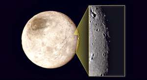 La agencia espacial de EE.UU. tambi&eacute;n lanz&oacute; una imagen de la luna m&aacute;s grande de Plut&oacute;n: Charon que todav&iacute;a tiene regiones oscuras por conocer. Foto: AFP