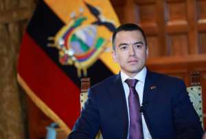 El presidente Daniel Noboa durante una ceremonia oficial. 
