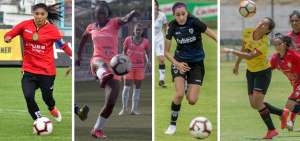 Desde la izquierda: Madeleine Riera (Deportivo Cuenca), Carina Caicedo (Club &Ntilde;a&ntilde;as), Marthina Aguirre (Dragonas IDV), Mar&iacute;a Coronel (Barcelona).